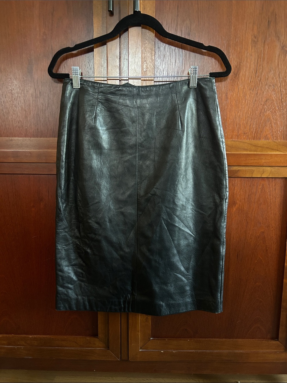 Women’s Black Leather Pencil Skirt